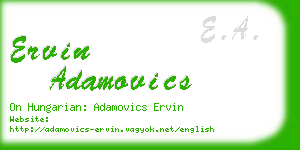 ervin adamovics business card